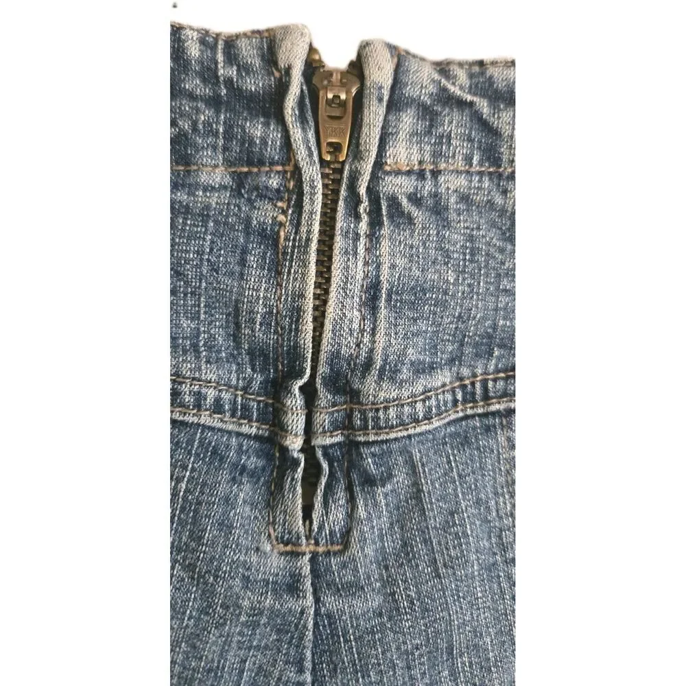 Vintage Guess Jeans Girls 10 Blue Flare Leg Y2k Embroidered Floral Split Hem